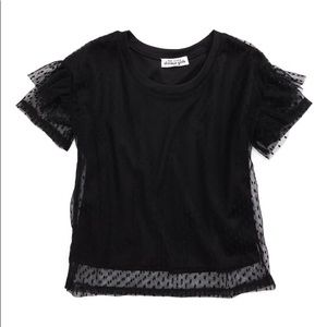 NWT Black Ruffle Tee